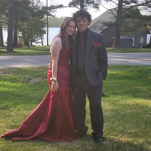 Red corset prom dress